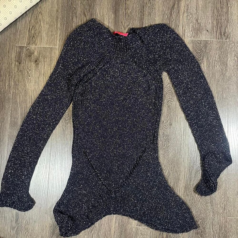 French Shimmering‎ silver mermaid dress with long sleeves Knit Material Size XS - Picture 6 of 6